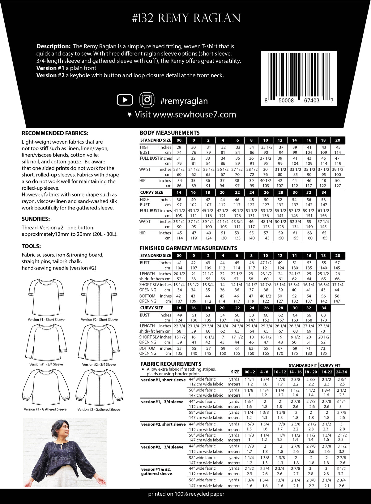Remy Raglan Top - Sewing Pattern | Sew House 7