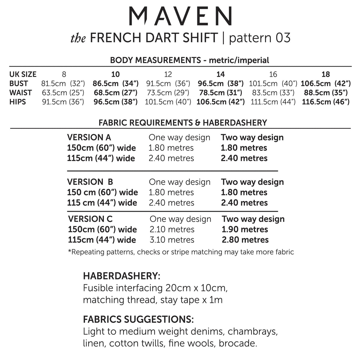 The French Dart Shift - Sewing Pattern | Maven