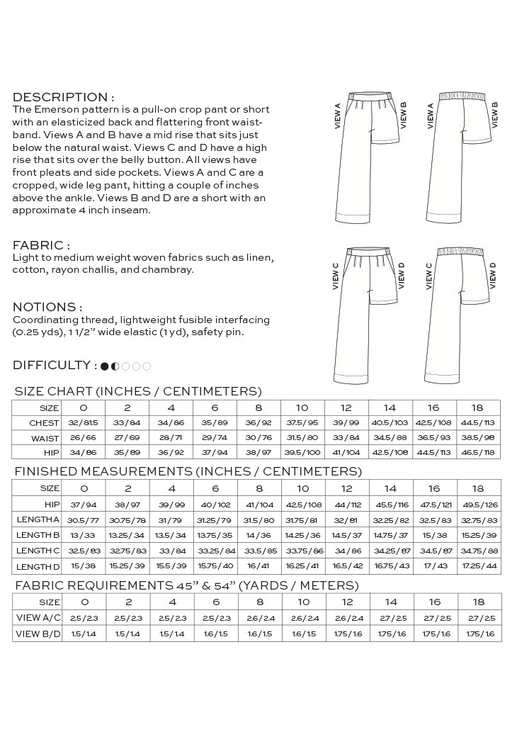Emerson pant/ Short - True Bias | Sewing Pattern - MaaiDesign