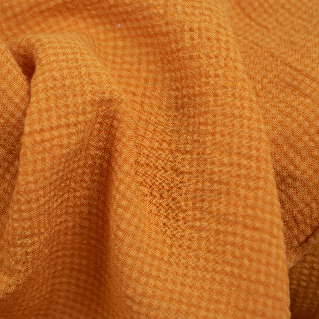 Mini Check - Fine Seersucker - Cotton Viscose - Soft Orange
