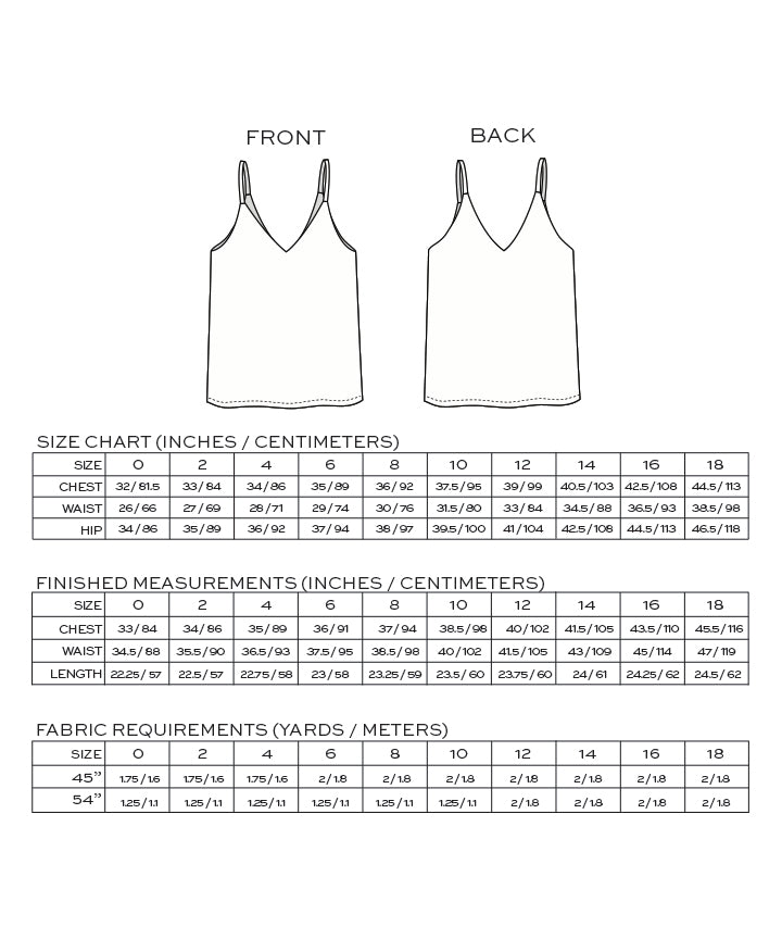 Ogden Cami Top - Sewing Pattern | True Bias | Size 0-18
