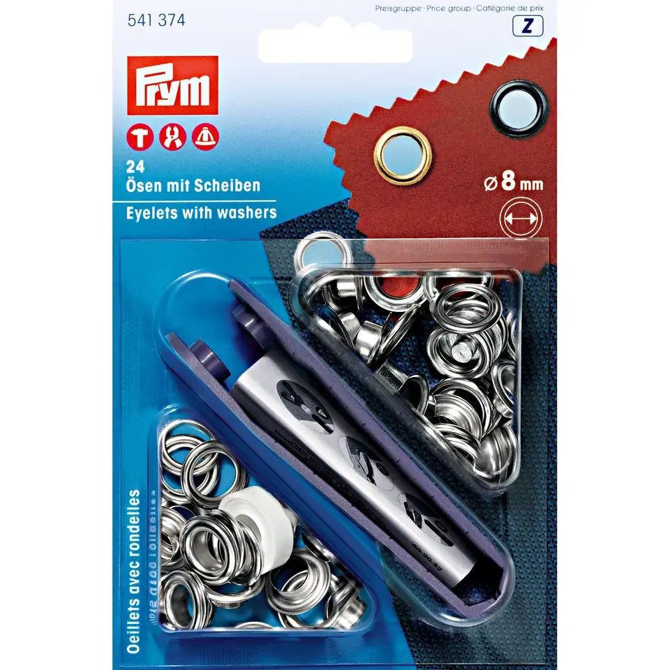 Prym Eyelets with Washers 8.0mm - Silver